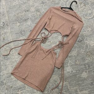 SHEIN Ribbed Cutout Mini Dress (skirt & top separate)